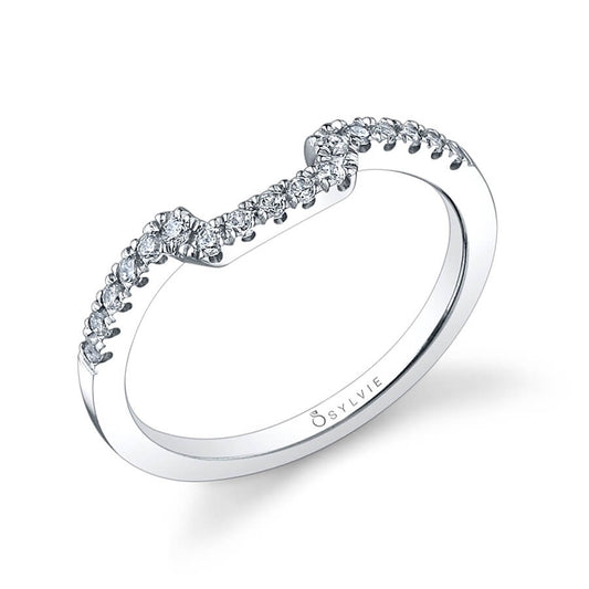 (18K Rose) Curved Diamond Wedding Band