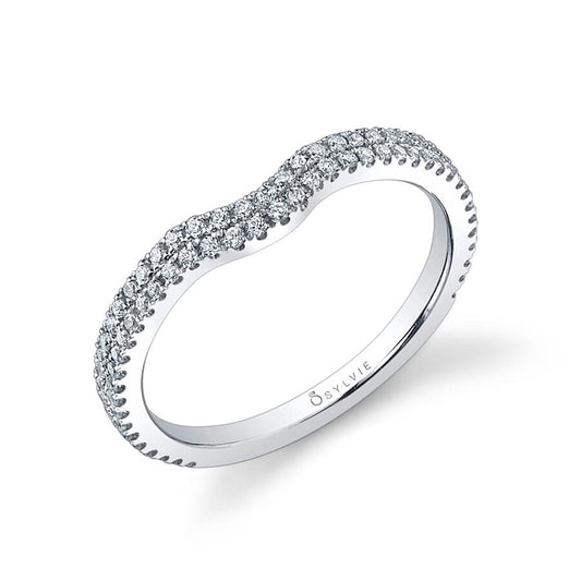 (18K Yellow) Double Row Curved Wedding Band