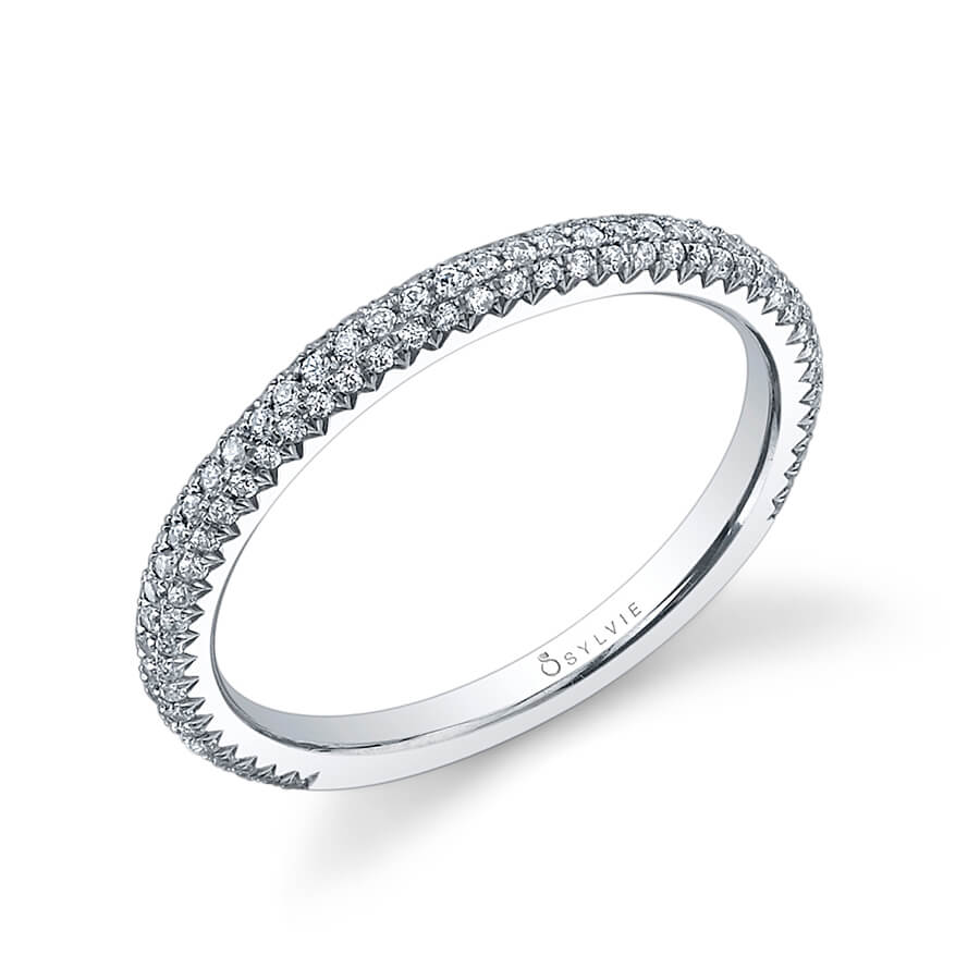 (18K Rose) Double Row Wedding Band
