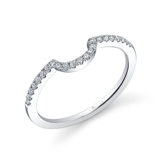 (Platinum White) Classic Curved Wedding Band