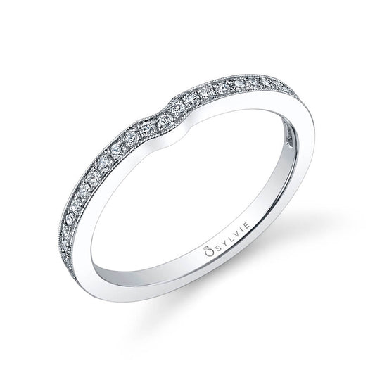 (Platinum White) Classic Curved Wedding Band