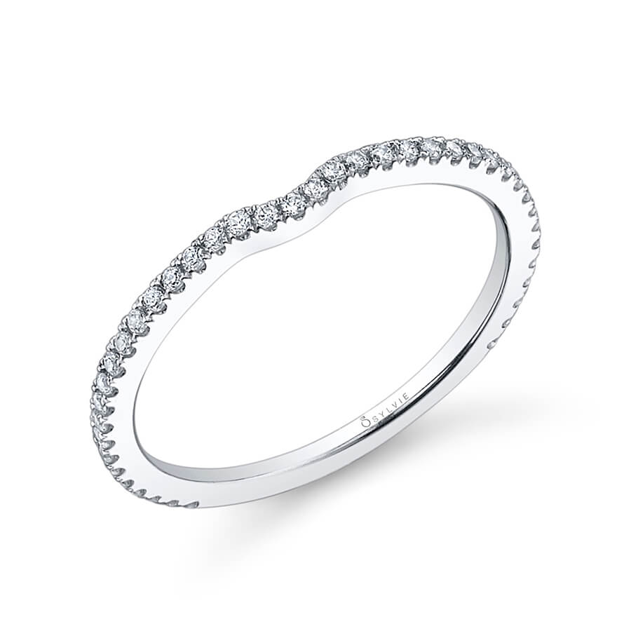 (Platinum White) Classic Curved Wedding Band