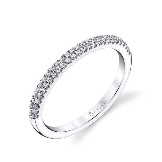 (Platinum White) Classic Double Row Wedding Band