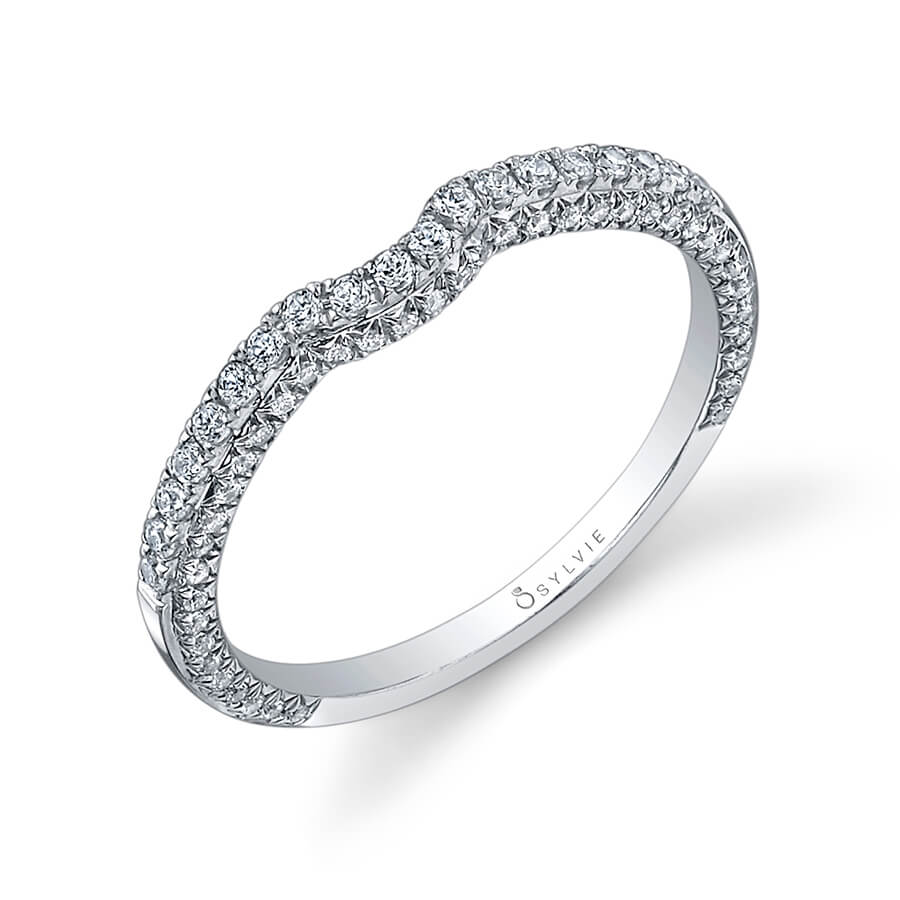 (Platinum White) Curved Wedding Band