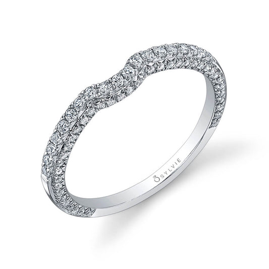 (Platinum White) Curved Wedding Band