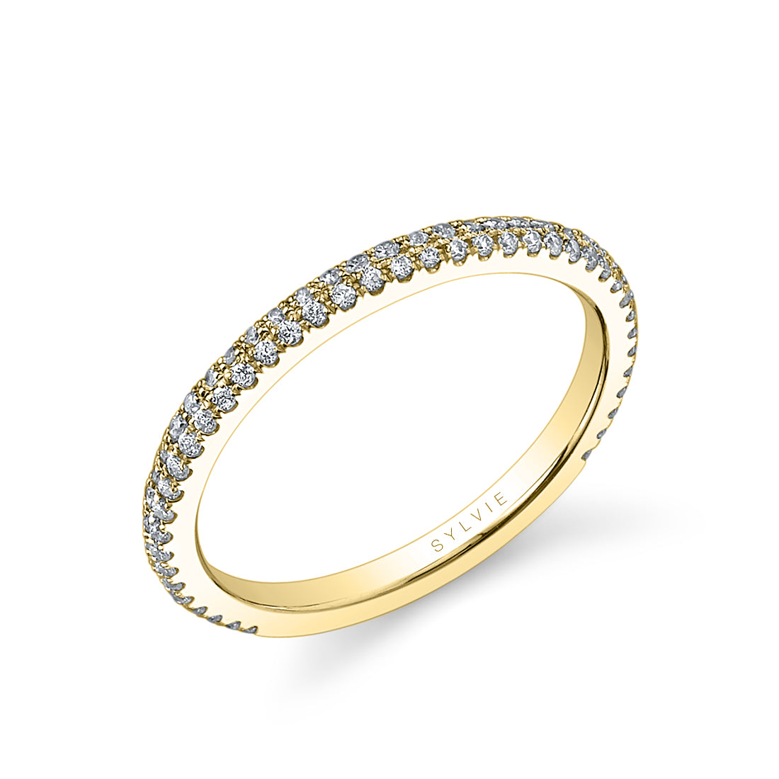 (18K Yellow) Diamond Pave Wedding Band