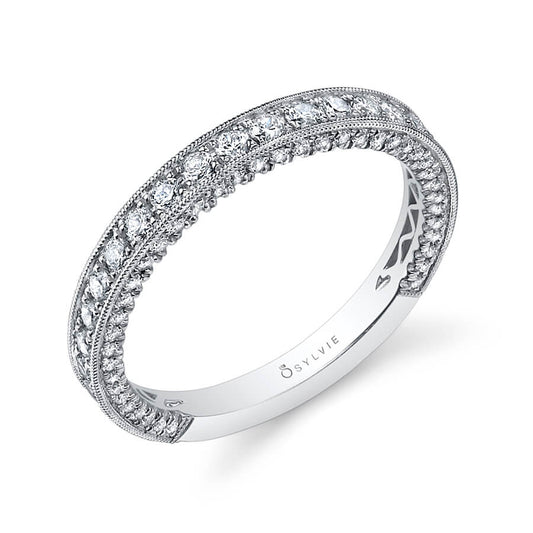 (Platinum White) Vintage Inspired Wedding Band