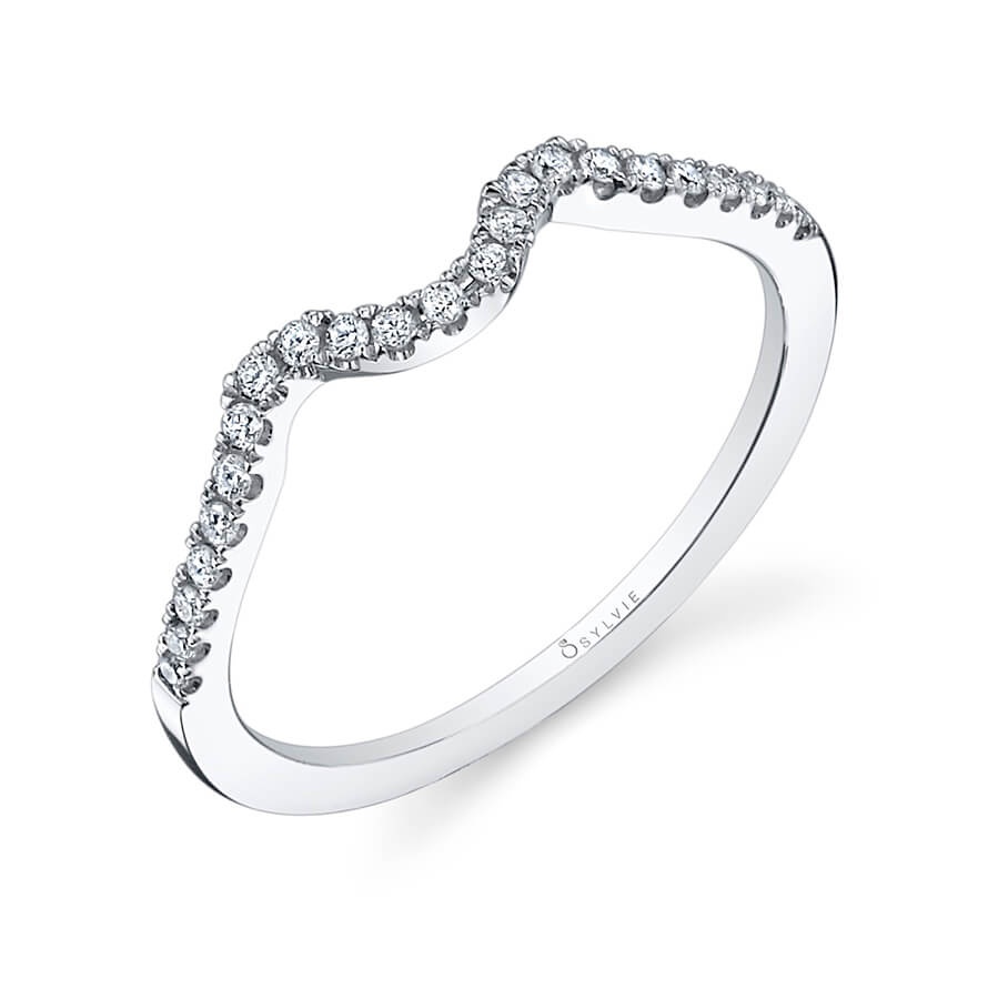 (Platinum White) Classic Curved Wedding Band
