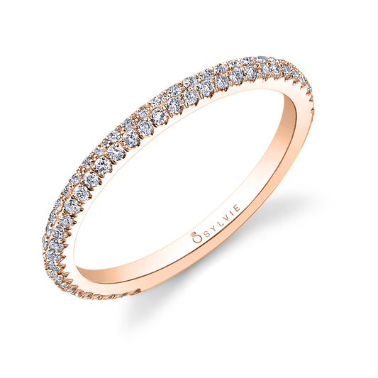(18K Rose) Diamond Pave Wedding Band