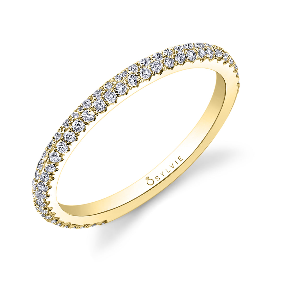 (18K Yellow) Diamond Pave Wedding Band