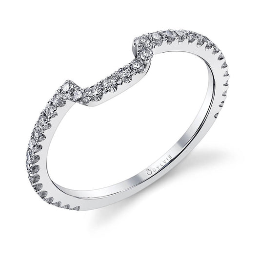 (Platinum White) Classic Curved Wedding Band