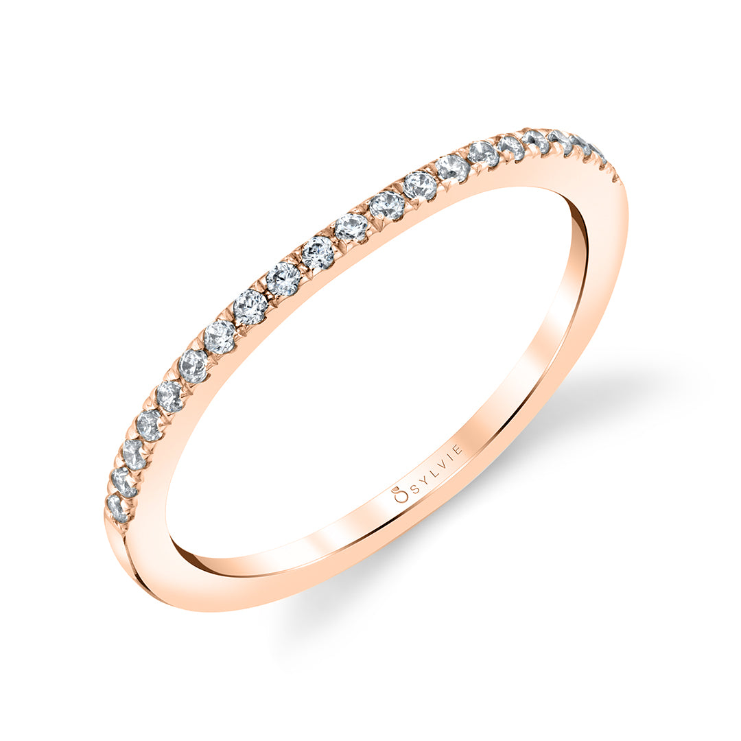 (14K Rose) Theresa - Classic Shared Prong Wedding Band