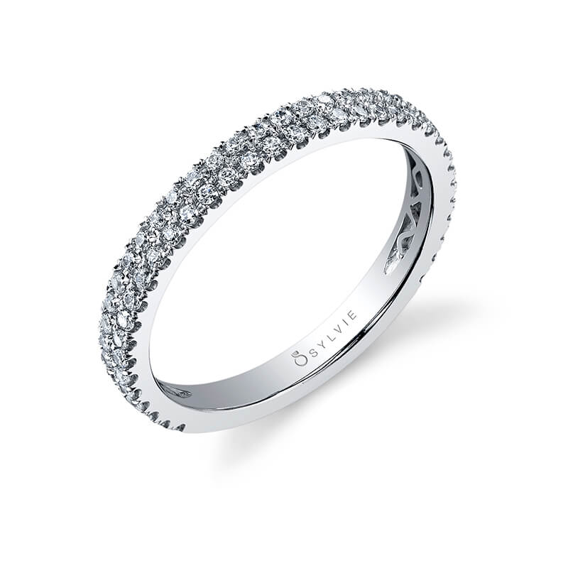 (Platinum White) Classic Double Row Wedding Band