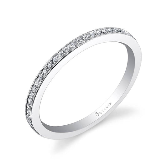 (Platinum White) Classic Curved Wedding Band