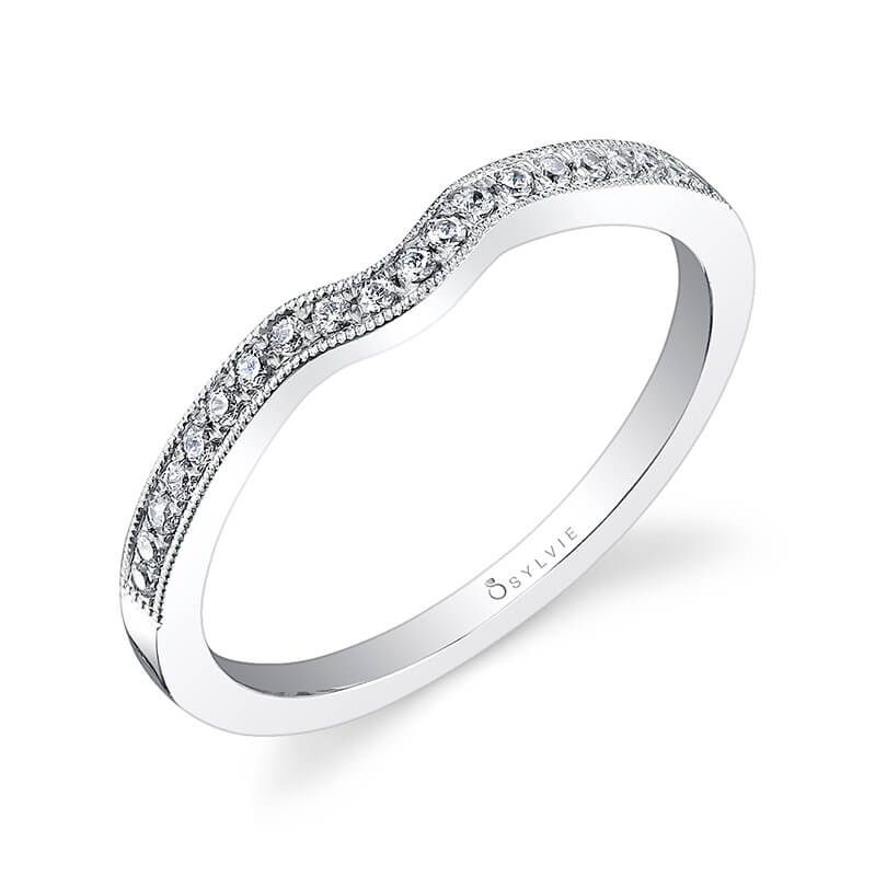 (Platinum White) Vintage Inspired Wedding Band