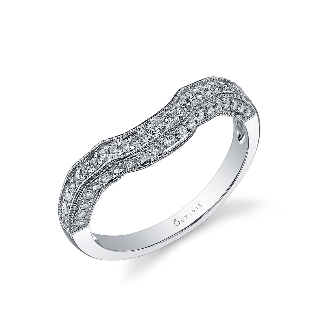 (18K White) Vintage Inspired Wedding Band