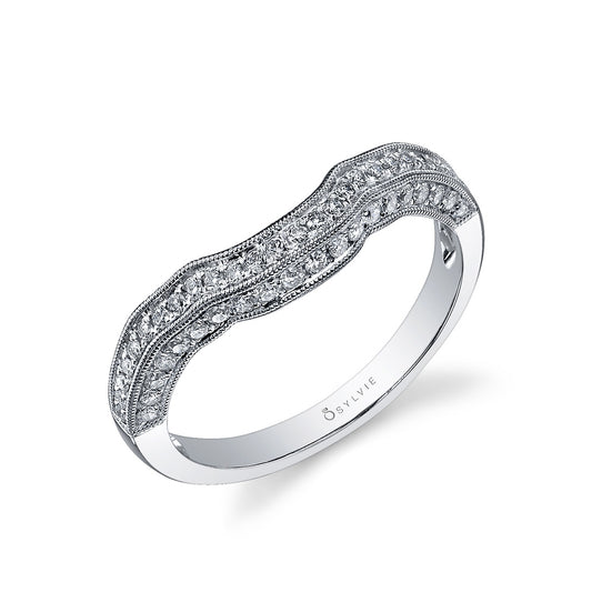 (Platinum White) Vintage Inspired Wedding Band