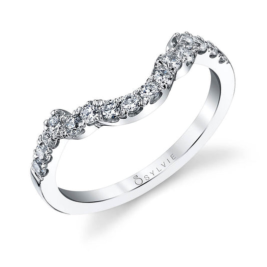 (Platinum White) Classic Curved Wedding Band
