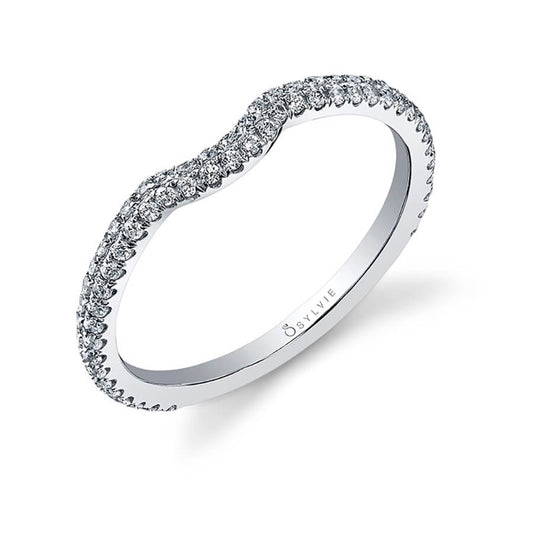 (Platinum White) Classic Curved Wedding Band