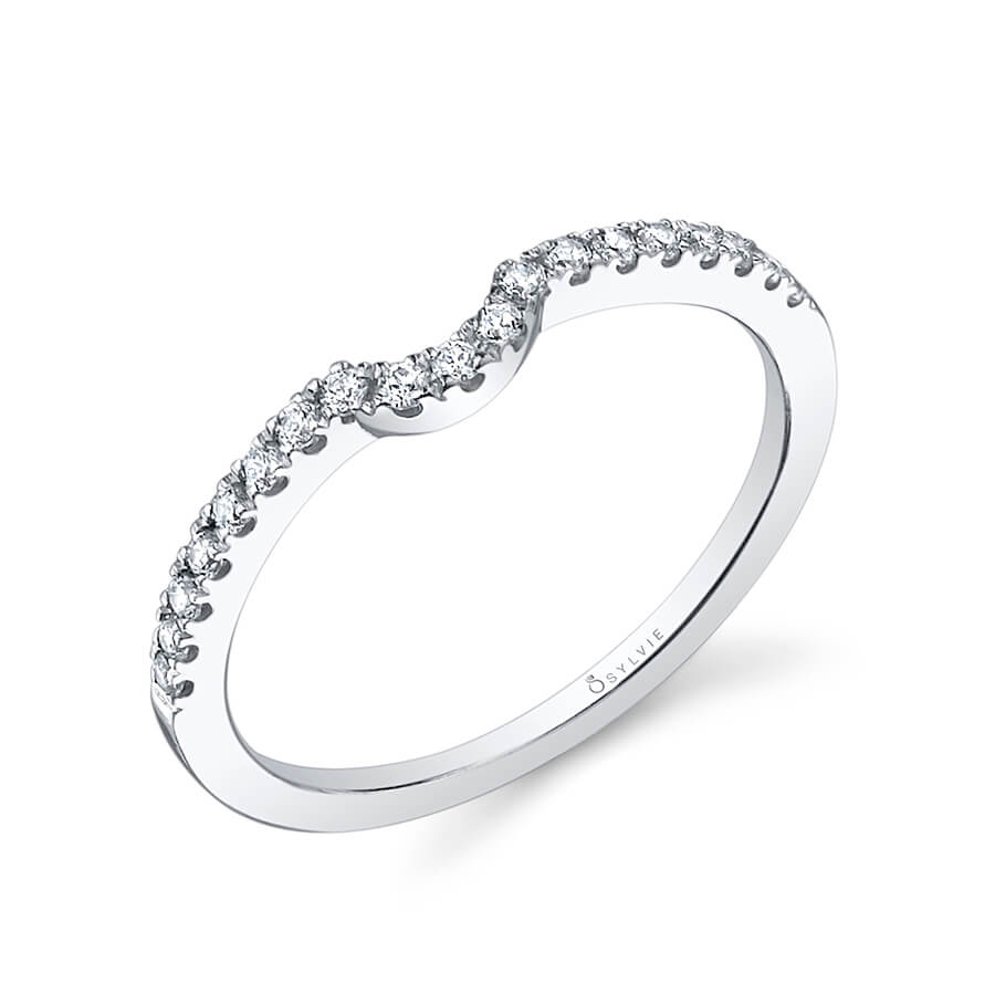 (Platinum White) Curved Wedding Band