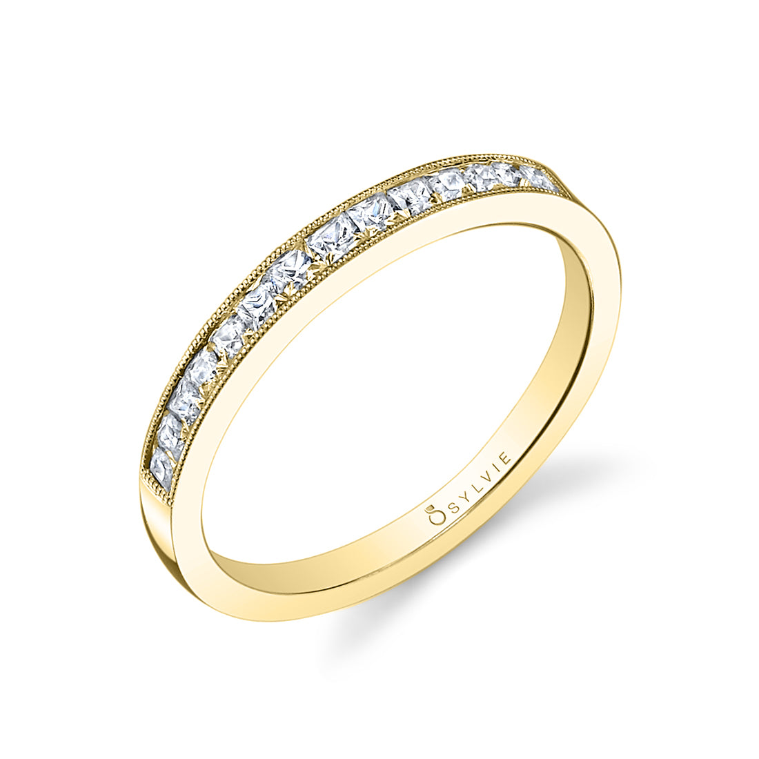 (18K Yellow) Princess Cut Wedding band