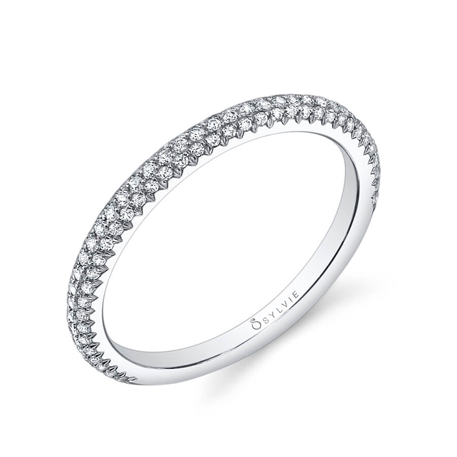 (14K Yellow) Micro Pave Wedding Band