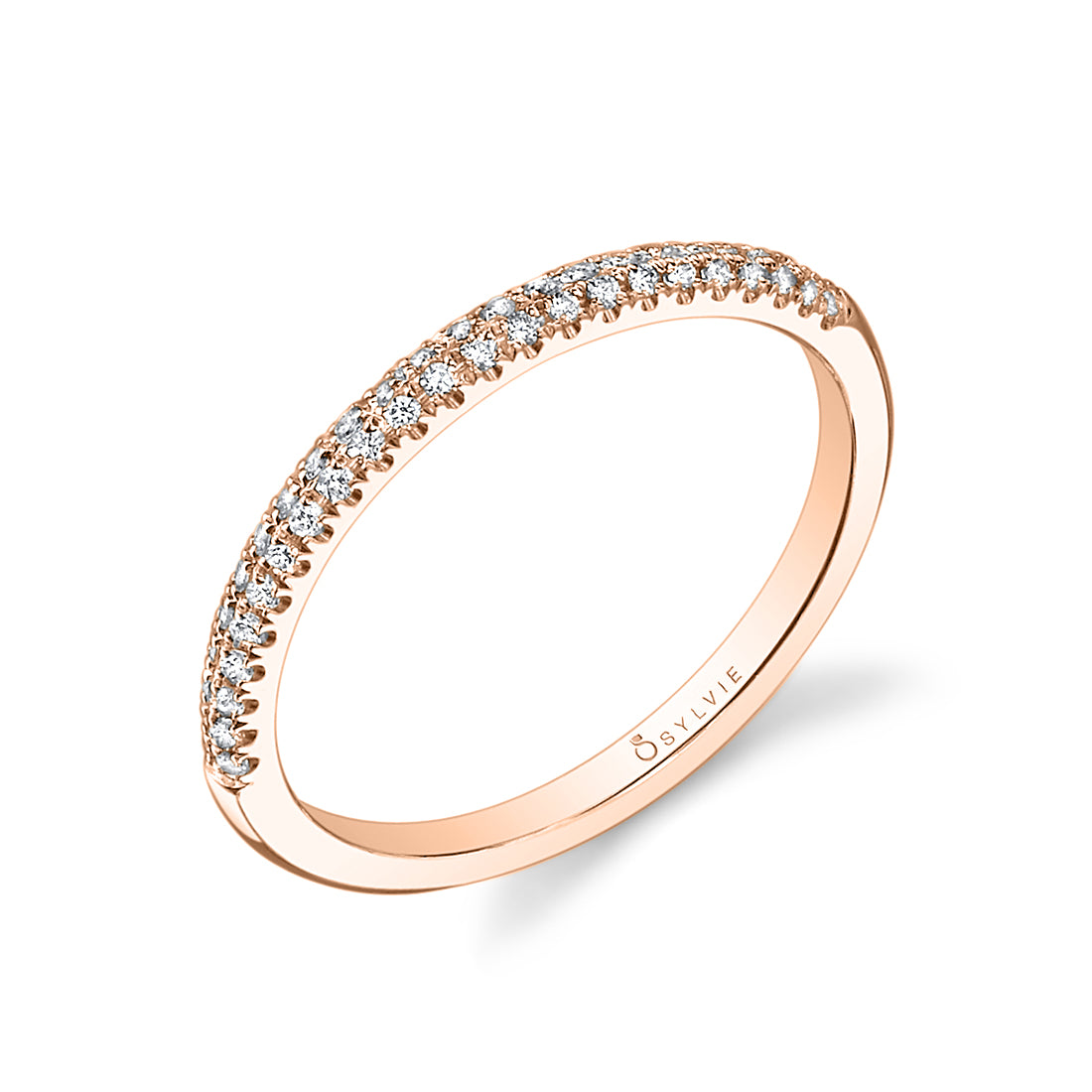 (18K Rose) Micro Pave Wedding Band