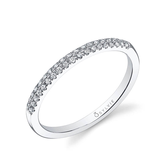 (18K Rose) Micro Pave Wedding Band