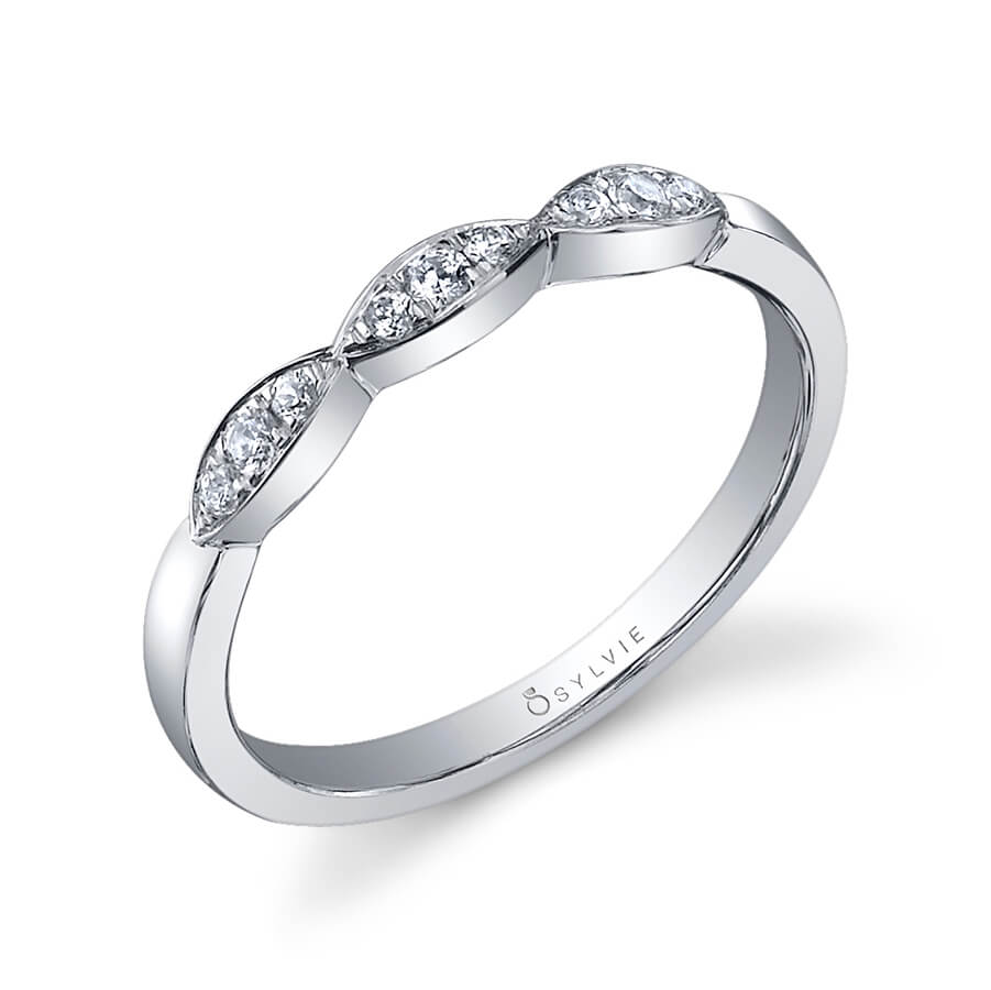 (18K White) Marquise Shaped Wedding Band