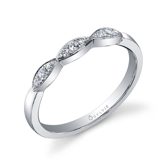 (Platinum White) Marquise Shaped Wedding Band