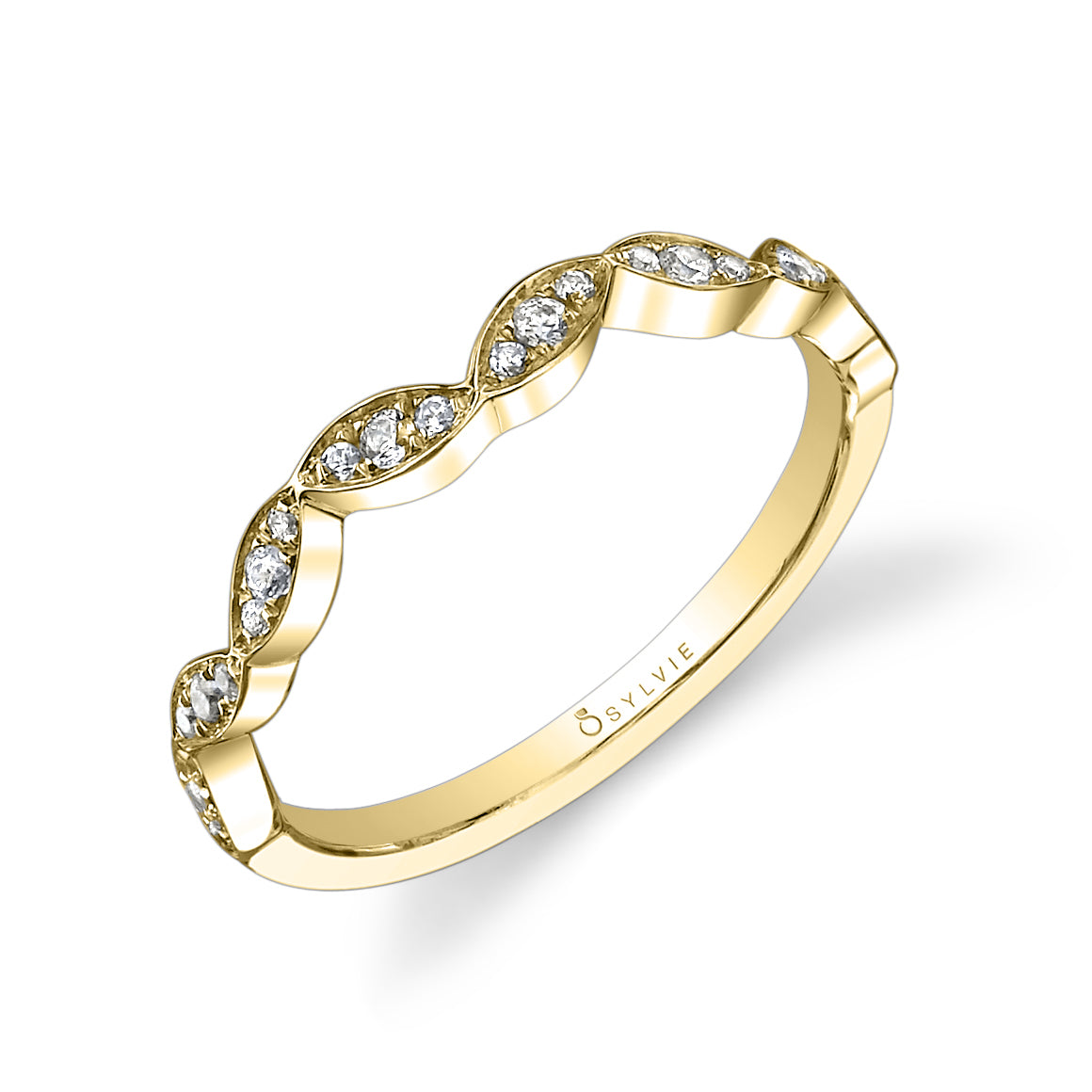 (18K Yellow) Vintage Marquise Shaped Wedding Band