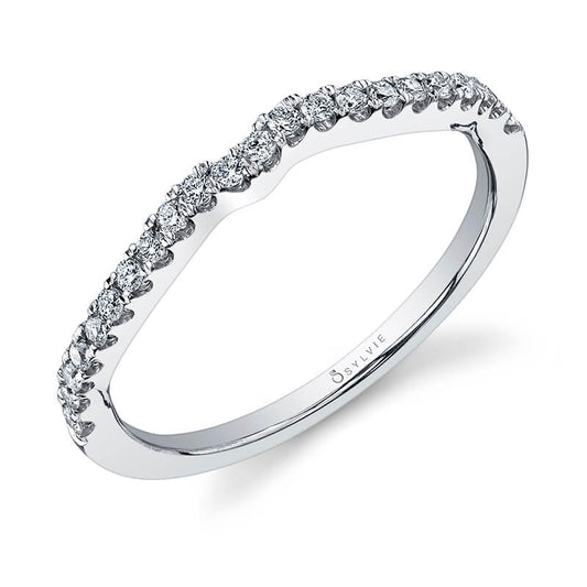 (Platinum White) Classic Curved Wedding Band