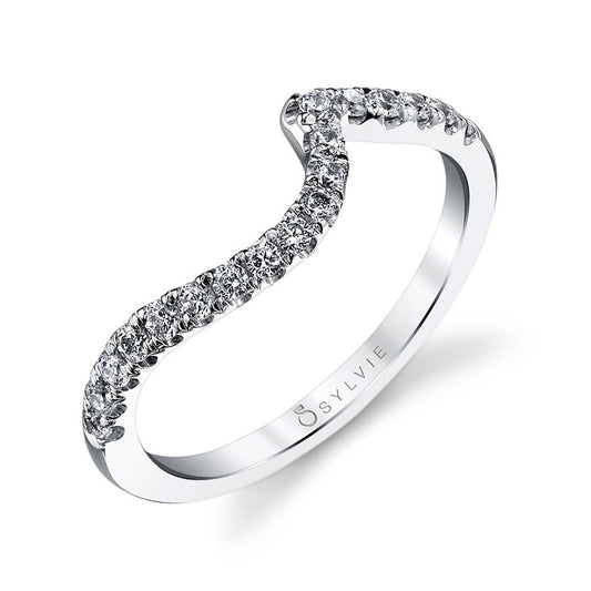 (Platinum White) Classic Curved Wedding Band
