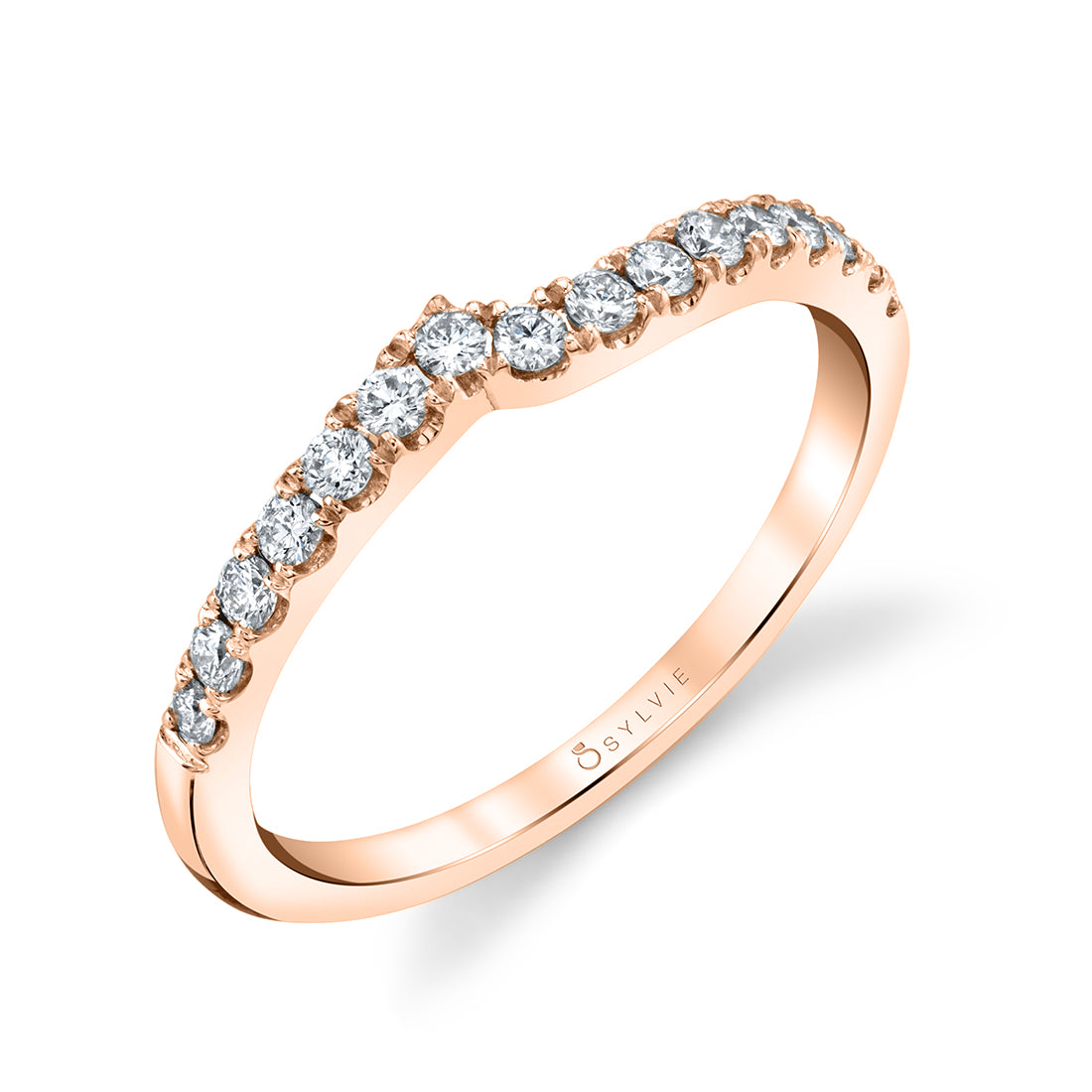 (18K Rose) Erika - Curved Wedding Band