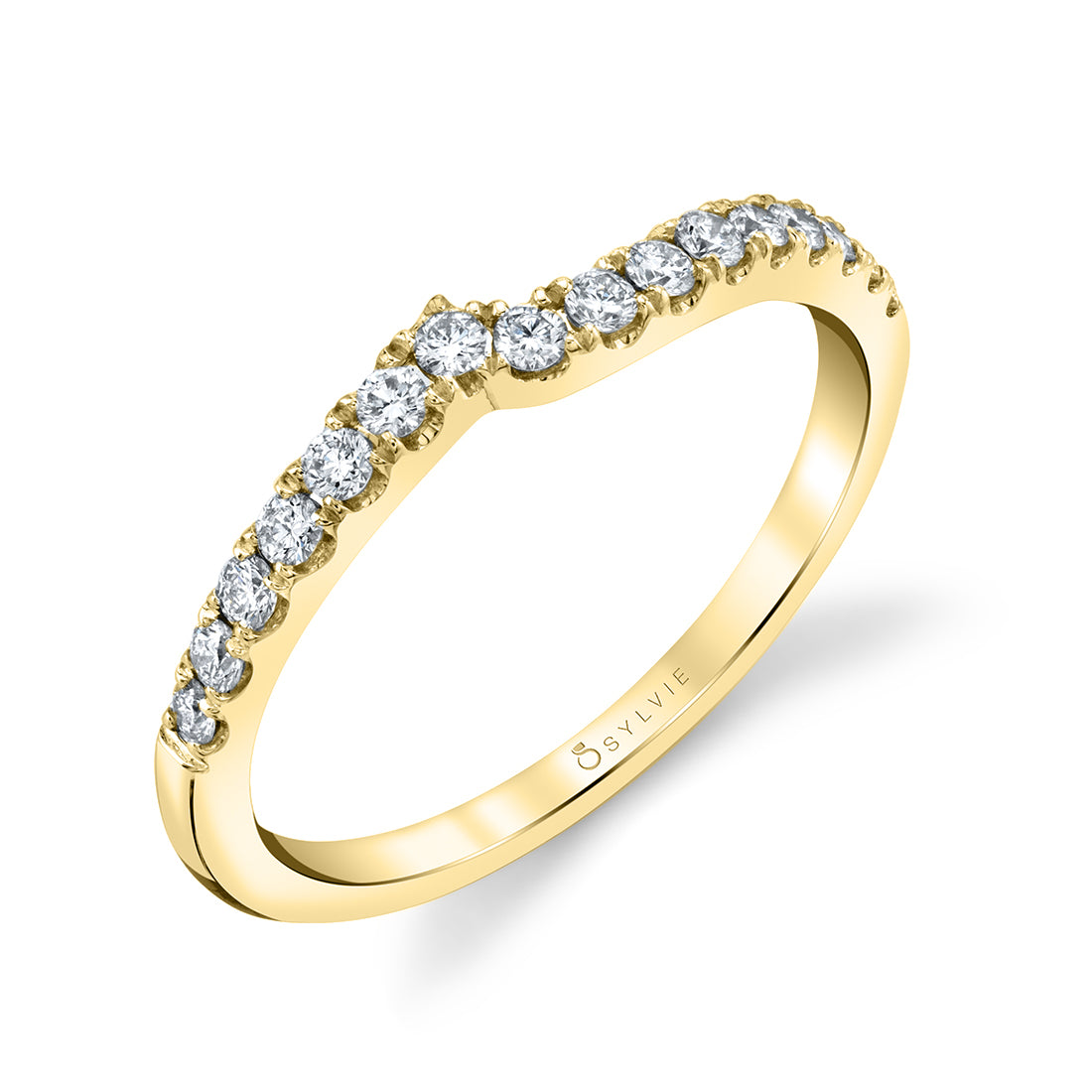 (18K Yellow) Erika - Curved Wedding Band