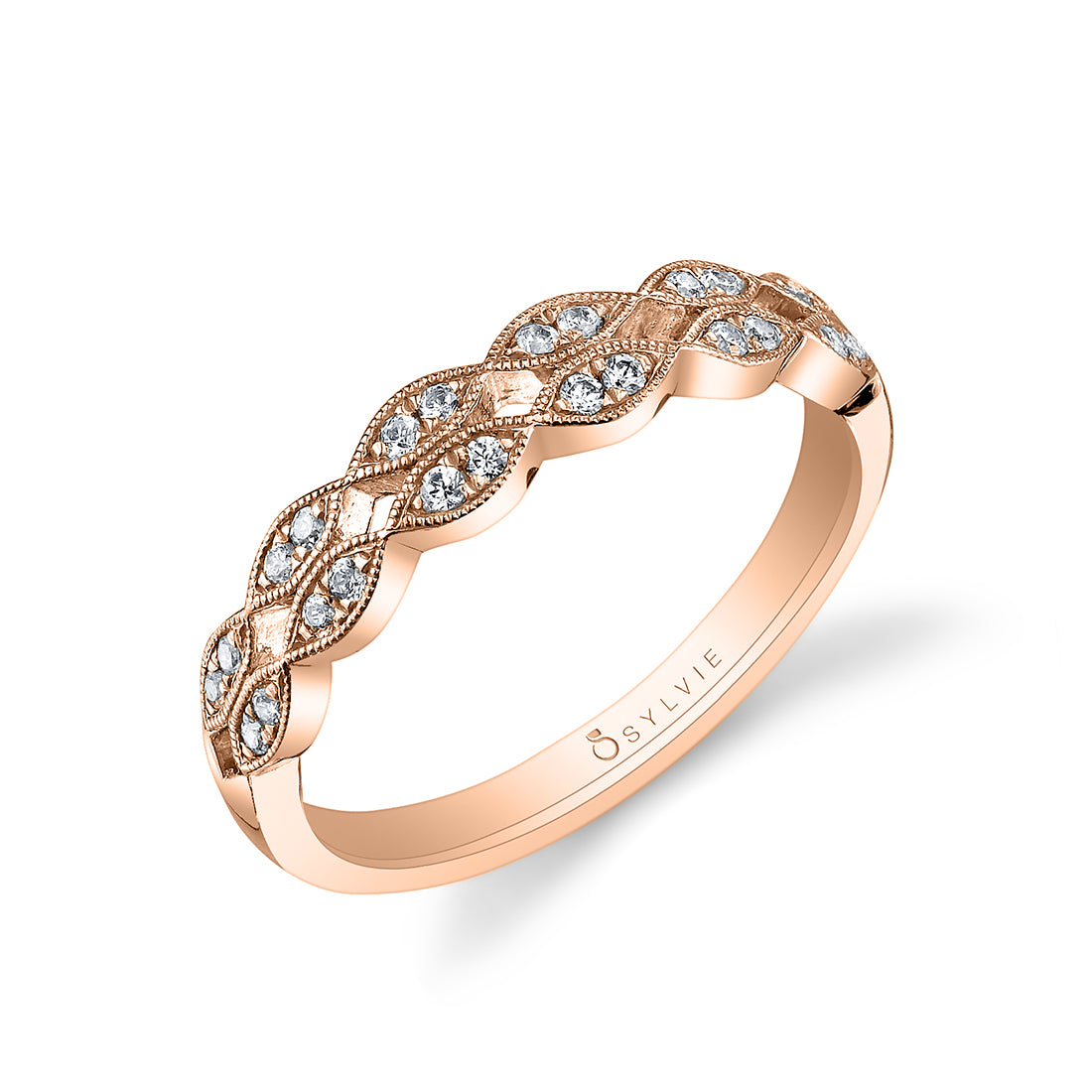 (14K Rose) Vintage Inspired Wedding Band
