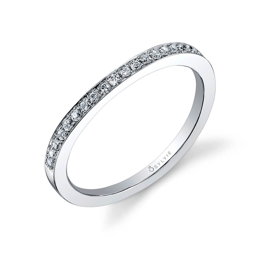 (Platinum White) Classic Curved Wedding Band