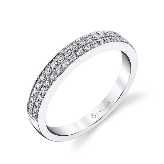 (Platinum White) Double Row Wedding Band