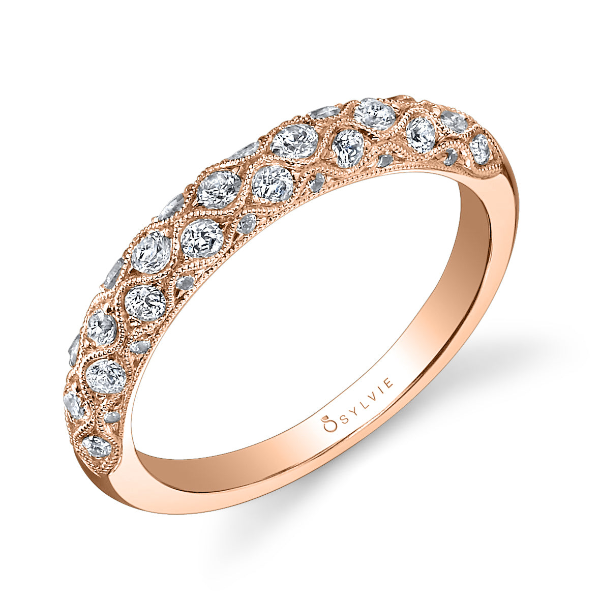 (18K Rose) Vintage Inspired Wedding Band