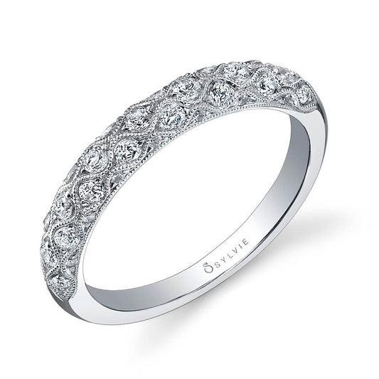 (Platinum White) Vintage Inspired Wedding Band