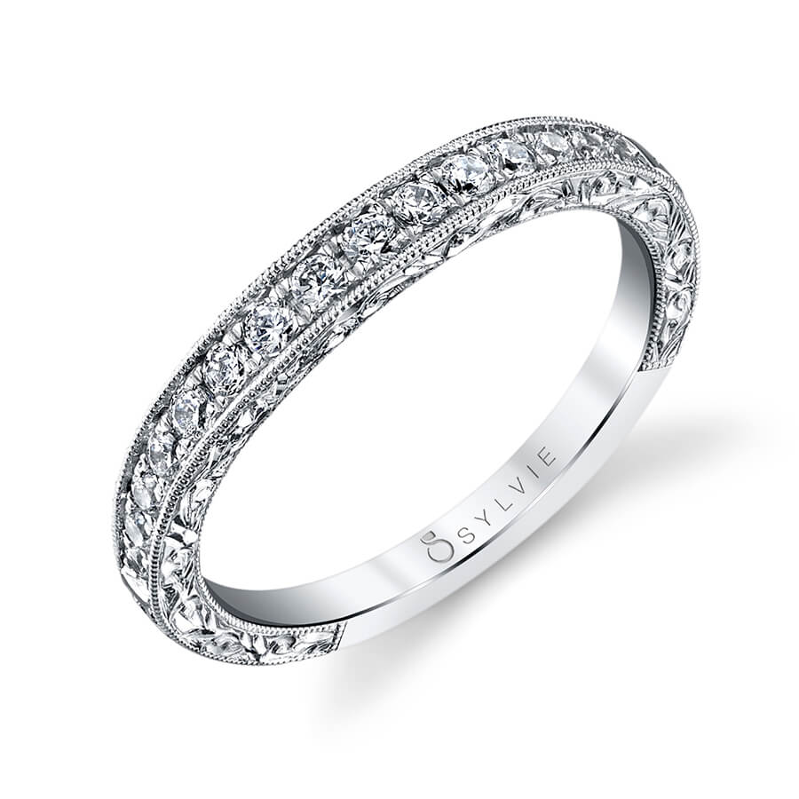 (14K Yellow) Hand-Engraved Vintage Wedding Band