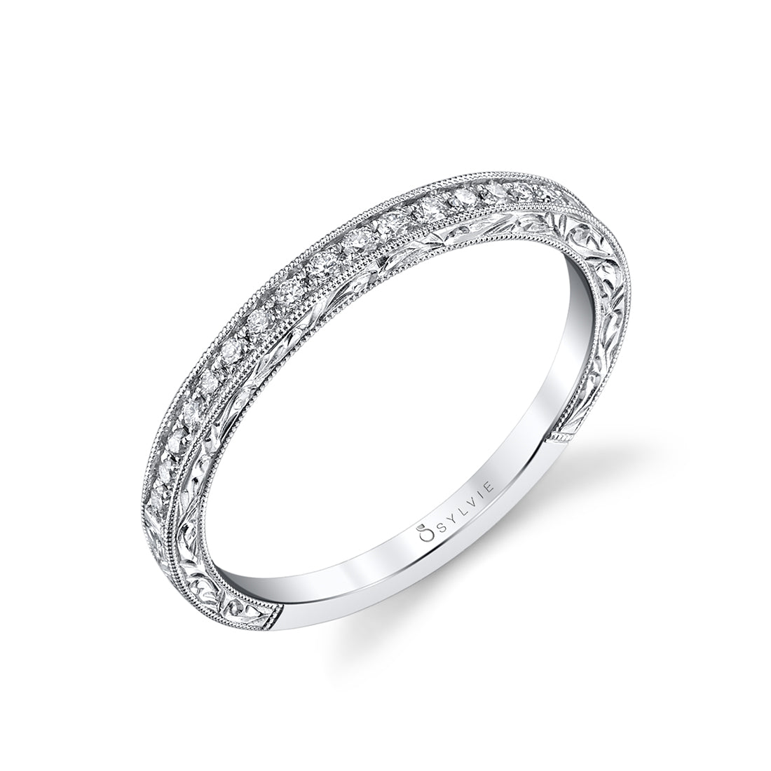 (Platinum White) Unique Diamond Wedding Band