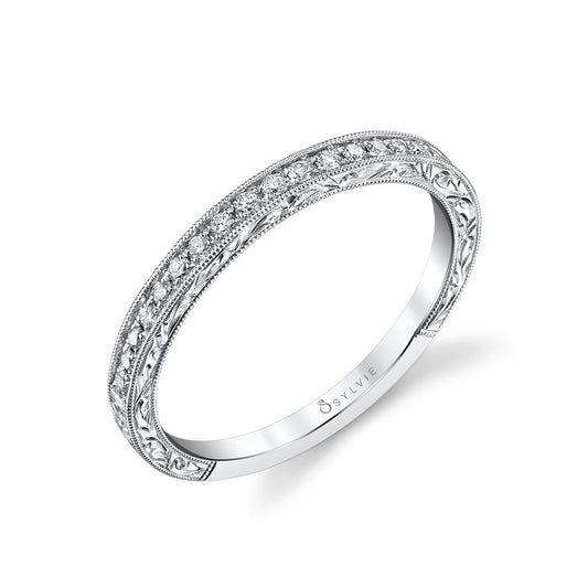 (Platinum White) Unique Diamond Wedding Band