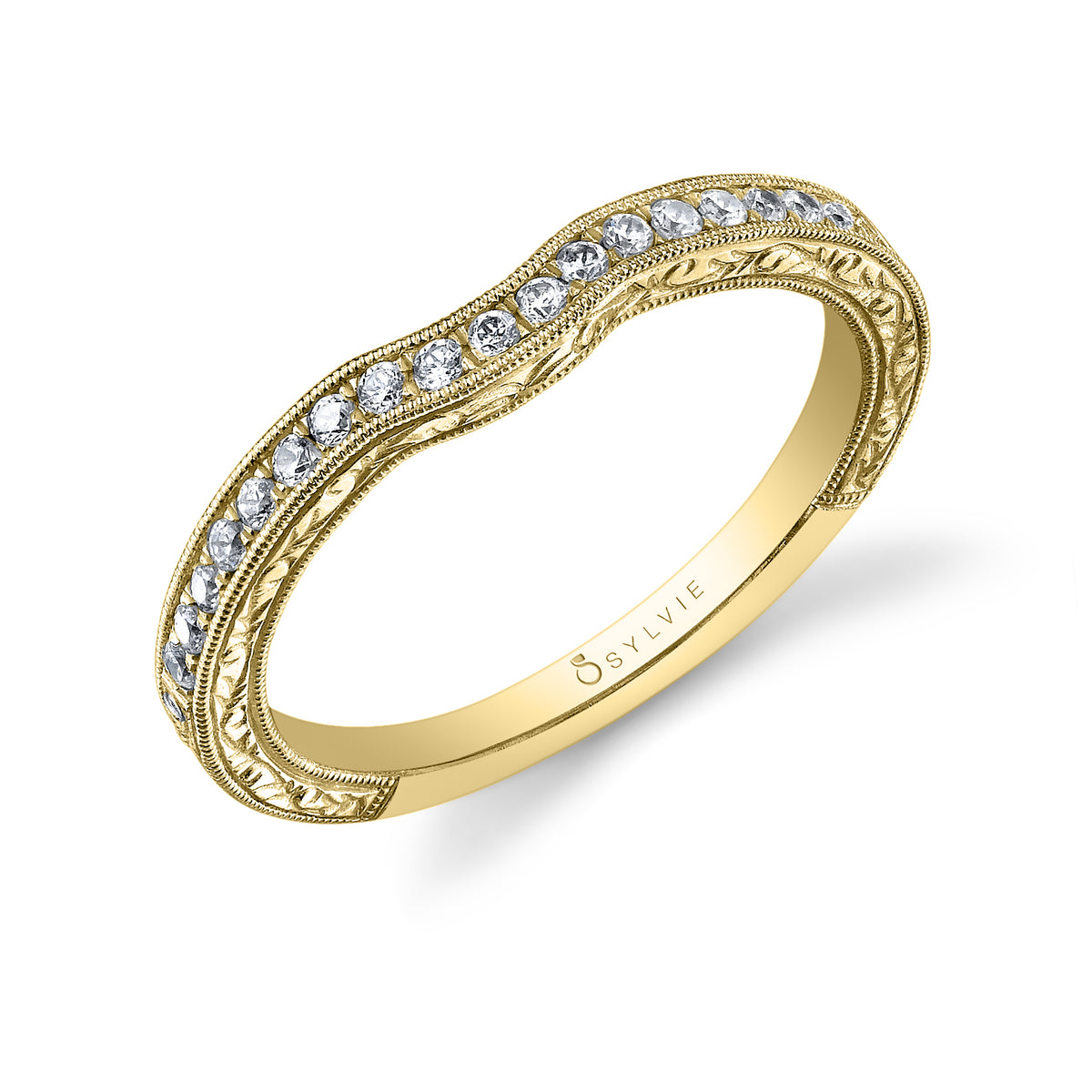 (14K Yellow) Hand-Engraved Vintage Wedding Band