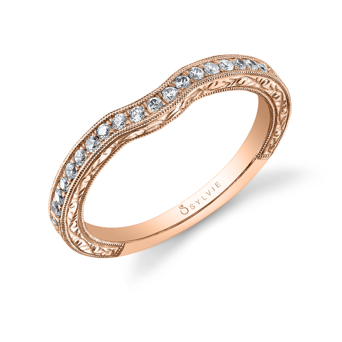 (18K Rose) Hand-Engraved Vintage Wedding Band