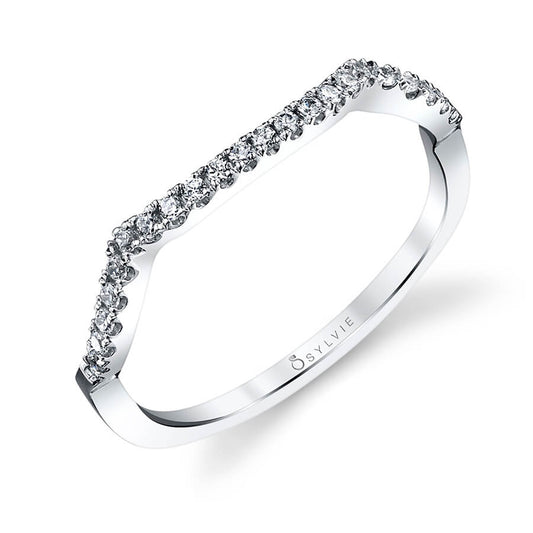 (Platinum White) Classic Curved Wedding Band