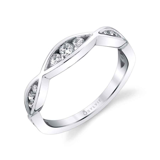 (Platinum White) Modern Spiral Wedding Band