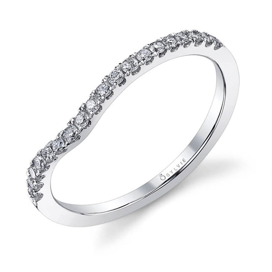 (Platinum White) Classic Curved Wedding Band