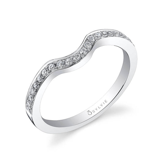 (Platinum White) Modern Curved Wedding Band