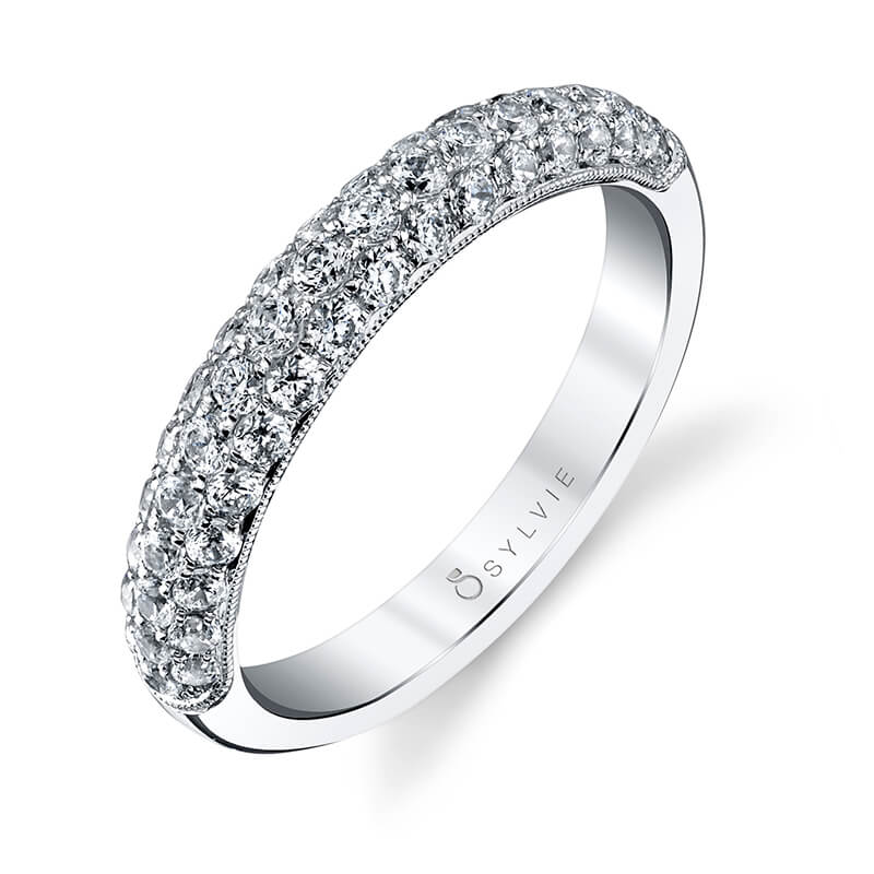 (Platinum White) Brilliant Pave Wedding Band